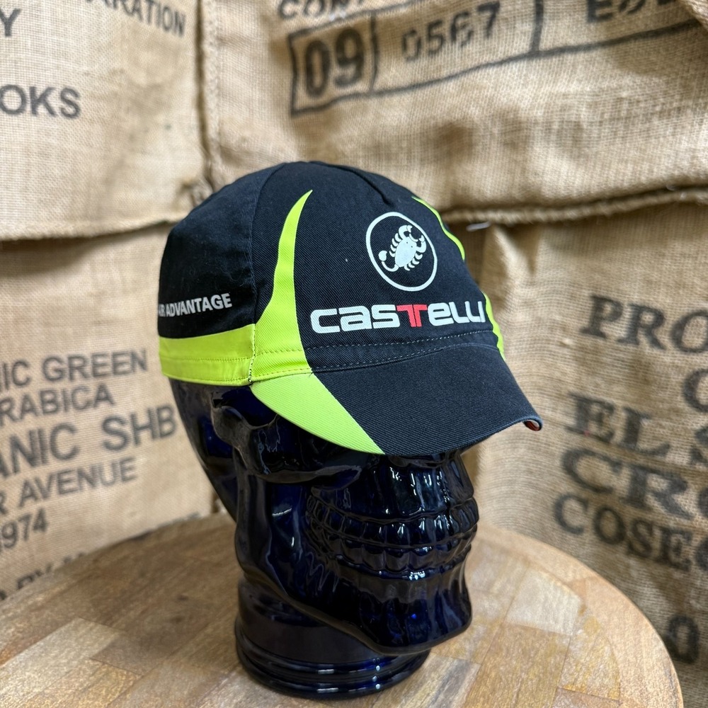 Castelli Cycling Cap OS Unfair Advantage Black Neon Green Cotton Adult